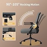 naspaluro Ergonomic Office Desk Chair, Height Adjustable Executive Work Computer Chairs with Padded Seat Cushion, Swivel Mesh Chair with 90° Flip-up Armrest & Lumbar Support for Home/Office-Dark Grey - Image 4