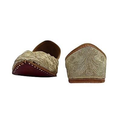 Stop n Style Gold Punjabi Jutti for Women Khussa Online Phulkari Salwar Kameez Handmade