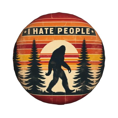 Image of Universal Fit Spare Tire Cover for Rv, SUV, Camper Bigfoot I Hate People Tire Covers Weatherproof, Dust-Proof Wheel Protector for Camping & Travel Trailer