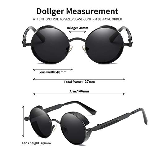 Dollger Vintage Steampunk Retro Metal Round Circle Frame Sunglasses3