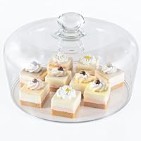 Tel Charme * 11 Inch Glass Cake Dome Cover for Cake Stand - Clear Cake Cover with Glass Dome Lid for Display & Protection, Suitable for Kitchen, Birthday, and Wedding Food Displays