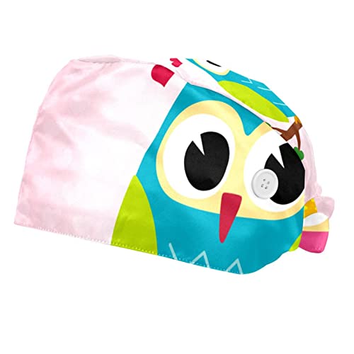 Chapeaux de travail unisexe hibou oiseaux casquette professionnels de santé et cuisine x2