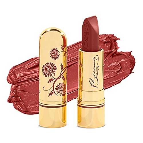Besame Cosmetics | Chocolate Kiss Lipstick - 1970 | Classic Color Lipstick | Vintage Makeup | Long Lasting Lipstick | Semi Matte Lipstick for Women | Moisturizing Lipstick for Sensitive Skin