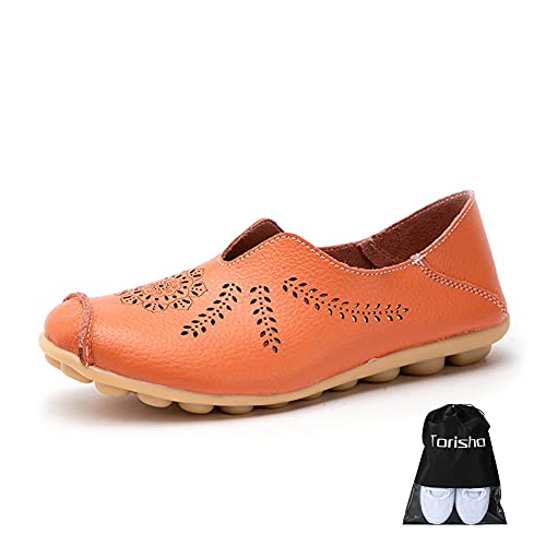 [Torisha] レディース モカシン ローファー カジュアル シュ ドライビングシュ ママシューズ ナースシューズ ンスリップ靴です 柔らかい 摩擦に強いです 歩きやすい 22.5~27.0サイズ オレンジ 23.0 cm