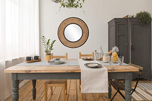 SBC Decor Newport Rope Round Wall Mirror, 30 1/2" x 1", Black/Natural - Image 6