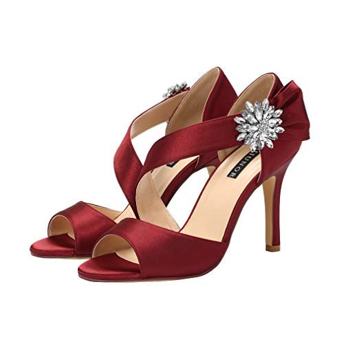 Image of ERIJUNOR High Heel Party Sandals For Woman Open Toe Stiletto Bow Shoes Wedding Evening Dress Shoes for Dancing
