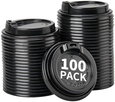 JUNXIAO-Pack Of 200, Black Disposable Coffee Cup Lids, Coffee - View #7