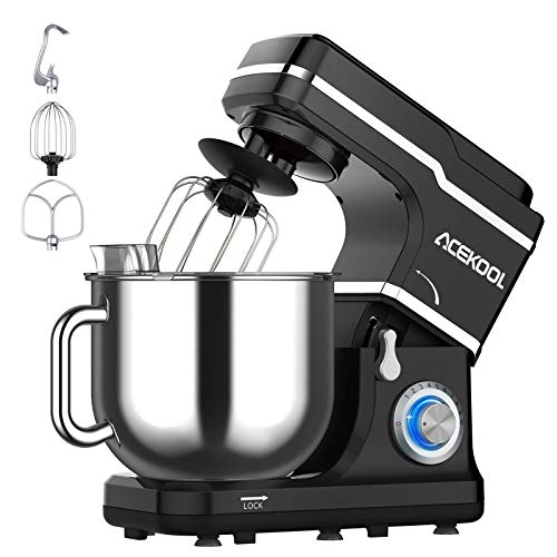 Stand Mixer, 10-Speed 7.5QT Electric Mixer Tilt-Head Kitchen Food Mixer for Baking&Cake, with Stainless Steel Bowl, Whisk, Dough Hook, Beater, Splash Guard (660W)BLACK (Renewed)