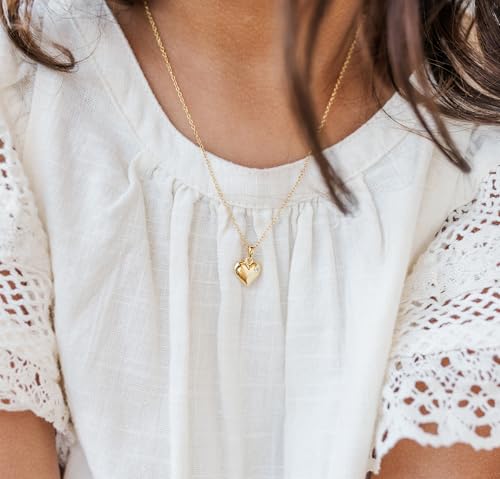 Cherished Moments Girl's 14k Gold Plated over Sterling Silver Puff Heart Necklace Accented with a Clear CZ Stone2