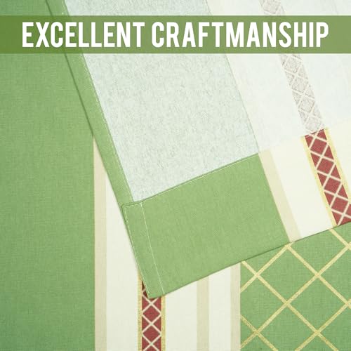 Image of Story@Home Cotton Curtain | Window Curtains 5 Feet Long Set of 2 | Geometric Printed | Bohemian Curtain | Room Darkening Curtains for Living Room | (116 X 152 Cm, Green & Off White)