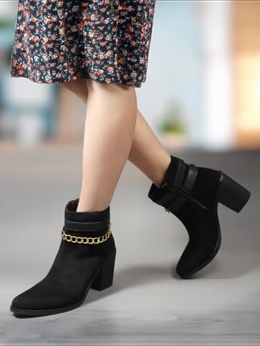 Image of Elle Women Stylish, Trendy, Comfortable Heeled Boot with extra cushion for Office, Party and Casual Use