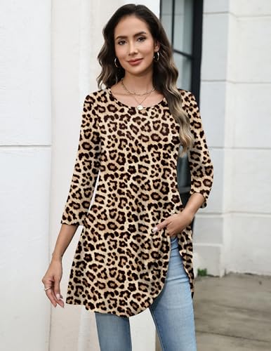Image of Zeagoo Women Tops 3 /4 Sleeve Dressy Casual Plus Size Tunics Loose Blouses