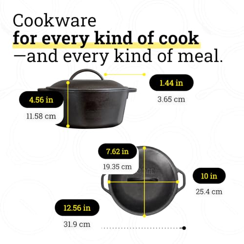 Image of Lodge Cast Iron Dutch Oven 5 Quart - Loop Handle Cooking Vessel - Even Heat Retention - Oven-Safe, Versatile Pot
