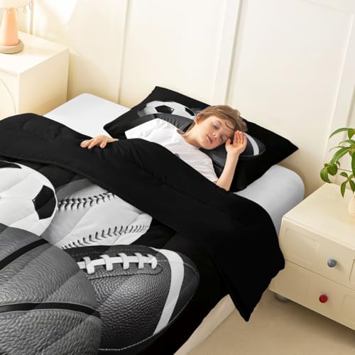 Image of Feelyou Boys Sports Comforter Set Full Size 3 Pcs for Kids Boys Girls