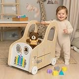 Il centro attività interattivo Montessory include occhi a specchio rotanti, xilofono, cambio per auto, ingranaggi rotanti e smistatore di forme. Questo allenatore per bambini che cammina terrà impegnato il tuo bambino per ore.