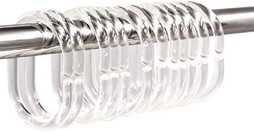 Qulable 24 pcs Shower Curtain Rings Plastic Shower Curtain Hooks C-Shaped Rings Hook Hanger Bath Drape Loop Clip Glide Bathroom Shower Window Rod (Clear)