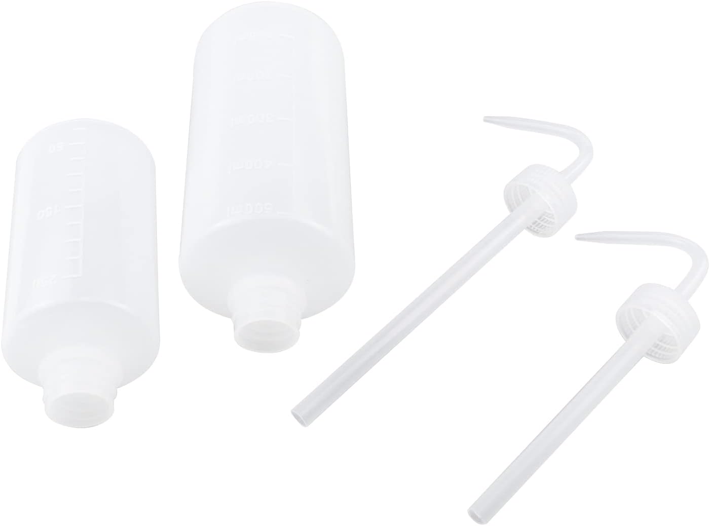 Antrader 2 Pcs Plastic Watering Bottle, Succulent Squeeze Watering Can Gardening Tools with Bend Mouth and Scale Mark (250ML+500ML)
