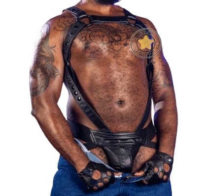 Handmade Black Crossbow Body Harness Chest Armor Buckles Adjustable Strap Belt Club Costume, Gay Adult Body Harness