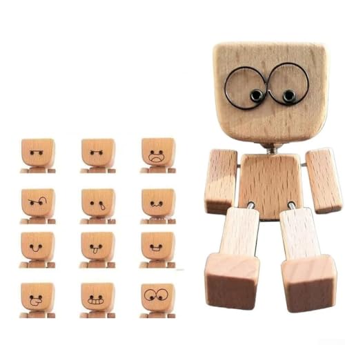 Figurine en bois secouée avec visages magnétiques et base lestée pour voitures, camions et bureaux