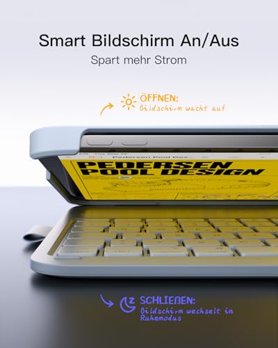 Inateck iPad 10 Generation Hülle mit Tastatur, für iPad 11 Gen. A16 2025 11 Zoll, Air 11 Zoll M3/M2 (2025/2024),Air 5/4, Pro 11 4/3/2/1,QWERTZ,Ultraleichte Tastatur mit Stifthalter,AirTap BK2007 5