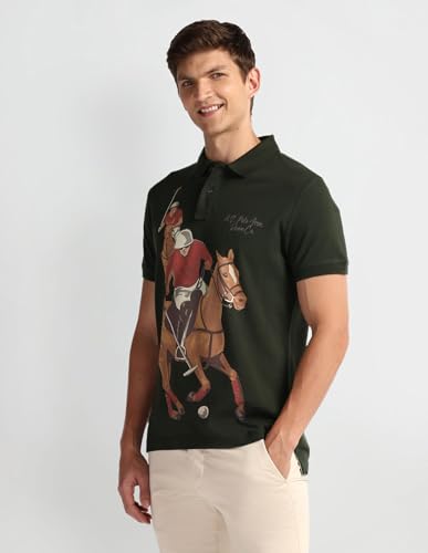 Image of U.S. Polo ASSN. Printed Polo T Shirts for Men - 100% Cotton, Half Sleeve Mens Tshirt