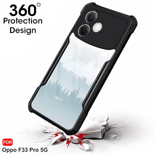 Image of TheGiftKart Shockproof Crystal Clear Back Cover Case for Oppo F33 Pro 5G | 360 Degree Protection | Protective Design | Transparent Back Cover Case for Oppo F33 Pro 5G (PC & TPU, Black Bumper)