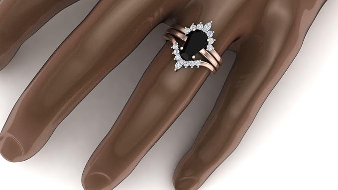 1CT-6CT Coffin Shape Black Onyx Engagement Ring Set Coffin Cut Wedding Ring Set 3 Piece Bridal Ring Set For Women Silver Black Onyx Ring Women Unique Antique Anniversary Promise Rings2