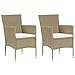 vidaXL 2X Sillas de Jardín Asiento Patio Mobiliario Muebles Cocina Hogar Restaurante Comedor Exterior con Respaldo Ratán Sintético Beige