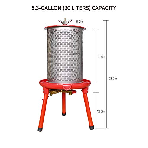 Hydraulic Fruit Wine Press - Electricity-Free/Water-Powered Cider Wine Bladder Press, Natural Juice Making(5.3 Gallon, With Filter Bag/Splash Guard) #TOP5