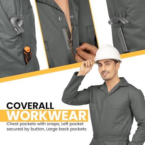 Image of NY Threads Men's Twill Coverall Relaxed Fit Long Sleeve Utility Work Wear