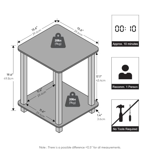 Furinno Simplistic Set of 2 Toolless 2-Tier Night Stand, Espresso - image 3