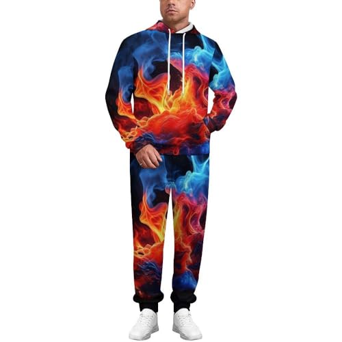 Survêtement homme flammes imprimé 3D : oubliez les joggings ternes avec cet ensemble du 2 au 5XL