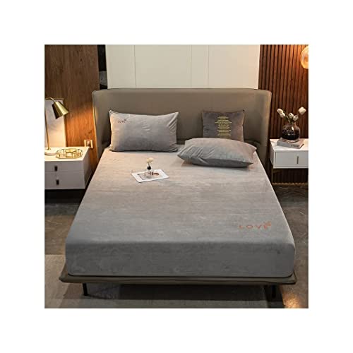 Spannbetttuch 150x200 180x200 200x220 Microfaser Winter Plüsch Spannbettlaken Flauschig Flanell Bettlaken (Color : A, Size : 200x220+30cm) Cover