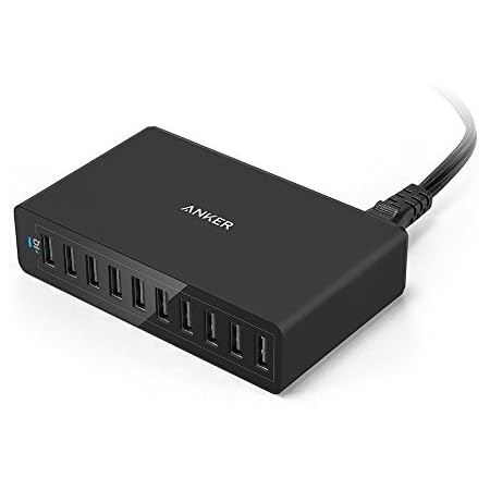 Anker PowerPort 10 (60W 10-Port USB Ladegerät) für iPhone 7/7 Plus, iPad Air 2 / Mini 3, Galaxy S6 / S6 Edge und weitere (Schwarz)