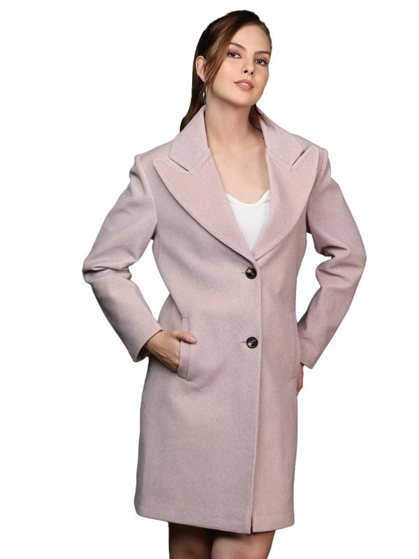 Image of PLAGG Women's Notched Lapel Long Overcoat