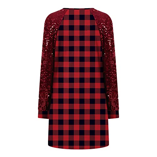 Jsarle Sequin Dress For Women Casual Summer Spring Raglan Long Sleeve Patchwork Mini Dress Cocktail Wedding Guest Dress #TOP6