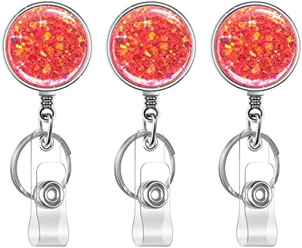 Retractable Badge Holder, Lightweight Plastic Badge Reel Retractable Card Holder with Key Ring Backing Belt Clip for Nurse,Volunteer,Teacher,Student,Office (1 Pack Silver-UK)
