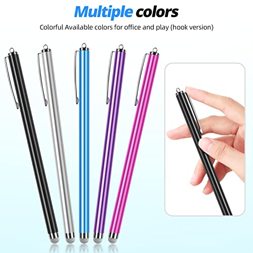 Stylus Pens For Touch Screens [5 Pack Long Pen Body] Fiber Mesh Tips High Sensitivity & Fine Point Capacitive Pen Compatible For Ipad Iphone Android Tablet Laptop Microsoft Surface Chromebook #TOP5