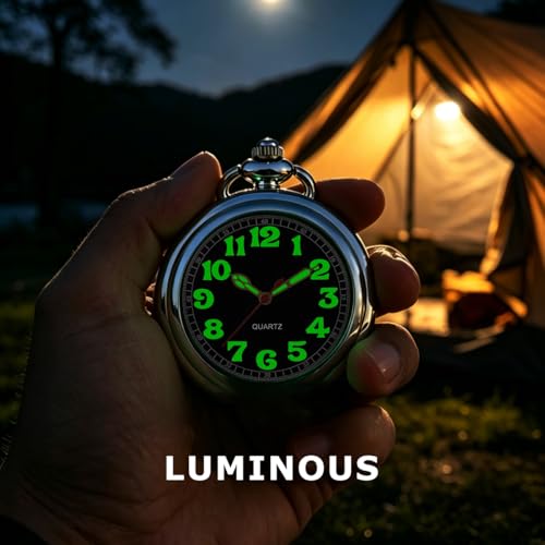 Image of Vintage Quartz Pocket Watches for Men with Chains, Analog Pocket Watch for Women, Gifts for Dad /Grandpa Gifts for Him for Birthday