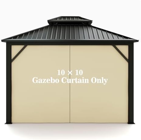 Gazebo Universal Replacement Privacy Curtain – Hugline 10' x 12' Gazebo Side Wall Outdoor Privacy Panel with Zipper (Brown) image 24