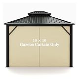 Gazebo Universal Replacement Privacy Curtain – Hugline 10' x 10' Gazebo Side...