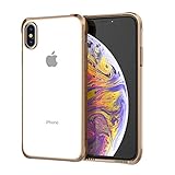 Soke iPhone Xs Max Case 2018, Slim Fit Cover Case [Unique Loudspeaker Hole][Drop Protection] with Clear Soft TPU Back and Electroplated Frame for iPhone Xs Max 6.5 Inch (2018 Released), Rose Gold