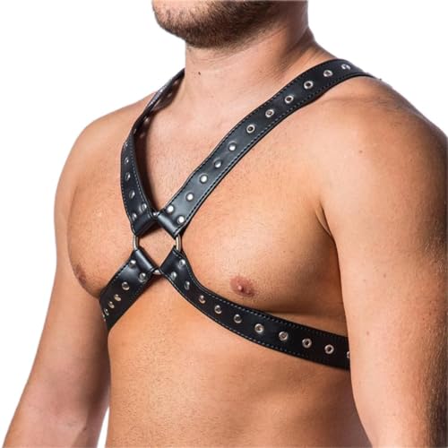 Mens Harness Belt Costume PU Leather Body Chest for Men, Sexy Punk Body Harness Belt, Adjustable Buckle Clothes Outfits, Nightclub Cosplay Clubwear
