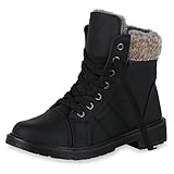 SCARPE VITA Damen Schnürstiefeletten Warm Gefütterte Stiefeletten Kunstfell 150400 Schwarz 36