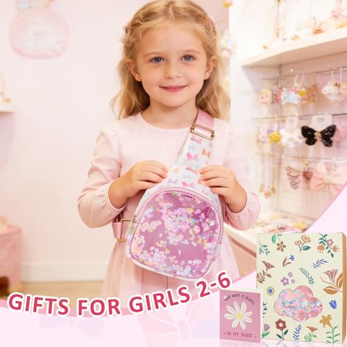 Image of COSHAYSOO Little Girl Bow Purse Cute Sling Crossbody Bag for Toddler Preschool Kids Girls 2 3 4 5 6 Year Old Birthday Graduation Gifts Fashion Summer Beach Vacation Essentials Pink Accessories | Bow Print
