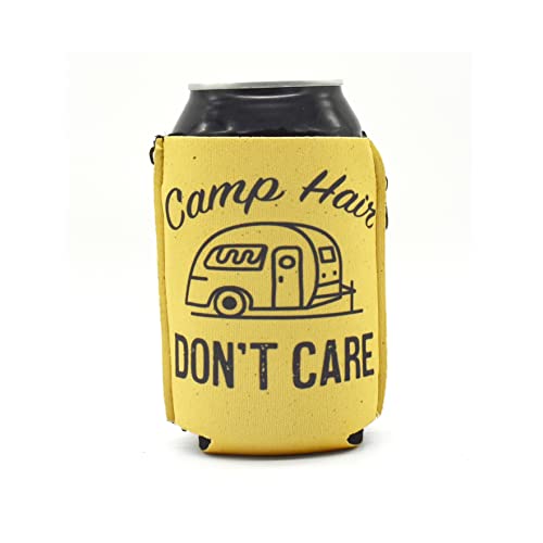 ZipSip NONMAGNET - Adjustable All-In-One Coozie with Zippers for Cans, Bottles, Slim Cans, Pint Glasses, Party Cups, Coffee – Can Cooler - Insolated Neoprene Sleeve - Camp Hair Don’t Care, Medium