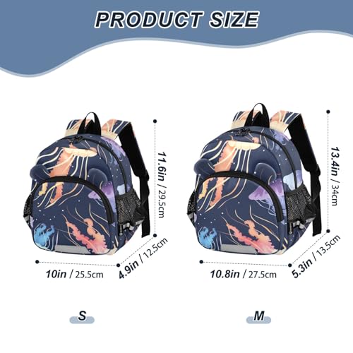 Kid's Backpack for Boys & Girls Toddler Bag Deep Sea Colorful Jellyfish Backpack with Safety Leash2