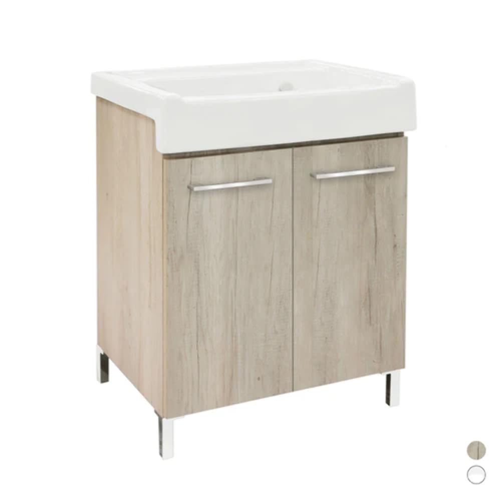 Mobile Lavatoio Con Lavabo In Ceramica 2 Ante Olmo Montano - Lxp 75X50 Cm - 4