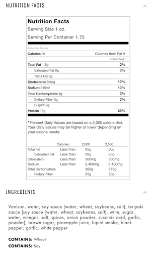 Jerky.com Original Venison Jerky 3-Pack - Exotic Jerky High Protein, Gluten-Free, All-Natural Exotic Snack - Premium Wild Game Meat - Perfect for Hiking, Camping, and On-the-Go 1.75oz (Pack of 3)