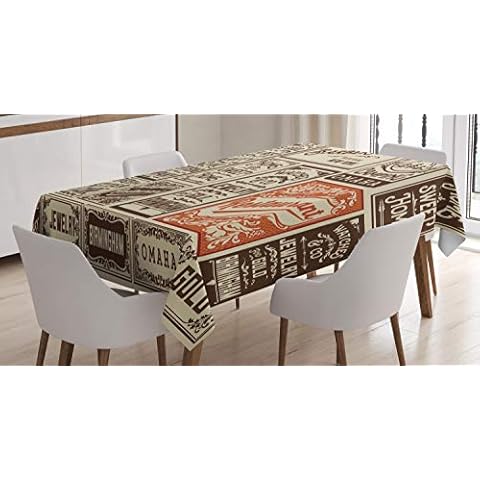 ABAKUHAUS Antiguo Mantele Impermeable 140 x 200 cm Crema Marrón Naranja Cover